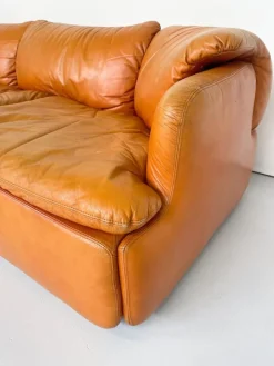 Pamono Confidential Seating Set in Cognac Leather by Alberto Rosselli for Saporiti, Italy, 1970s, Set of 4 Best