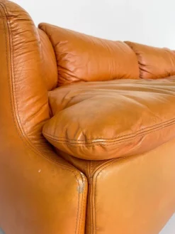 Pamono Confidential Seating Set in Cognac Leather by Alberto Rosselli for Saporiti, Italy, 1970s, Set of 4 Best