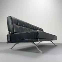 Pamono Constanze Daybed in Black Leather by Johannes Spalt for Wittmann, Vienna, 1960s Hot