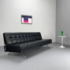 Pamono Constanze Daybed in Black Leather by Johannes Spalt for Wittmann, Vienna, 1960s Hot