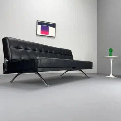 Pamono Constanze Daybed in Black Leather by Johannes Spalt for Wittmann, Vienna, 1960s Hot