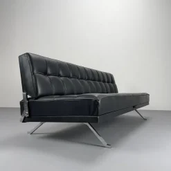 Pamono Constanze Daybed in Black Leather by Johannes Spalt for Wittmann, Vienna, 1960s Hot