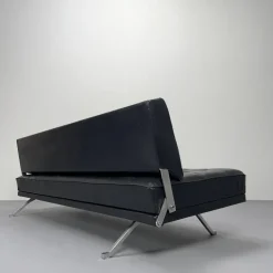 Pamono Constanze Daybed in Black Leather by Johannes Spalt for Wittmann, Vienna, 1960s Hot