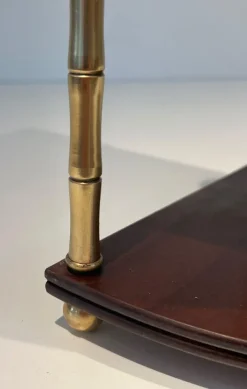 Pamono Corner Shelf in Brass Faux-Bamboo and Mahogany in the style of Maison Baguès Outlet