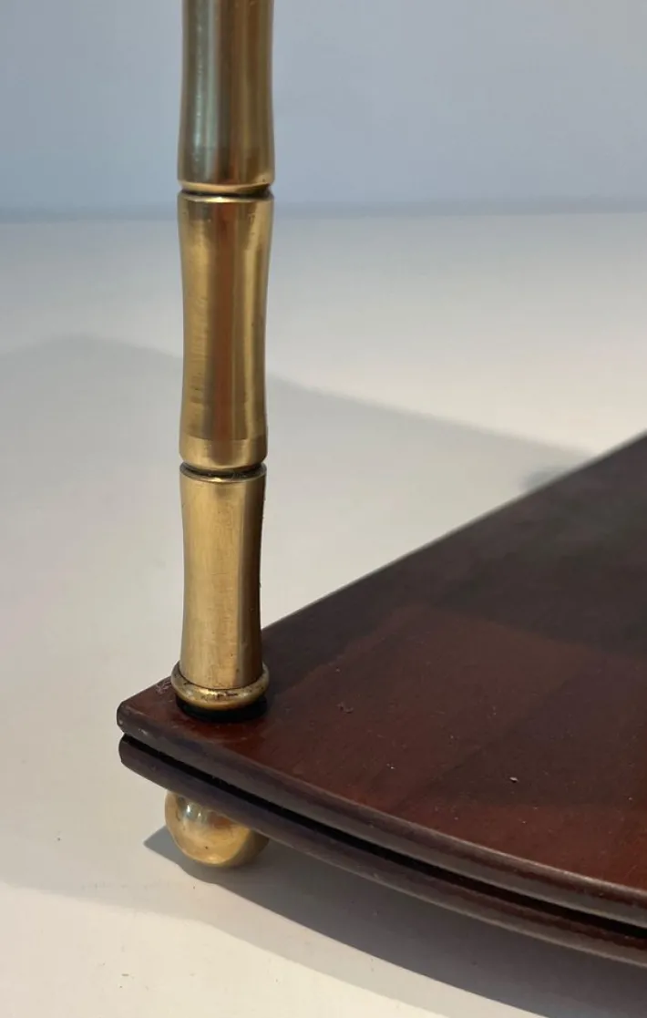 Pamono Corner Shelf in Brass Faux-Bamboo and Mahogany in the style of Maison Baguès Outlet