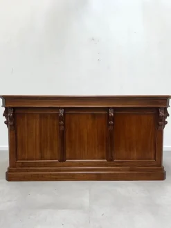 Pamono Counter in Elm Wood with Carved Details