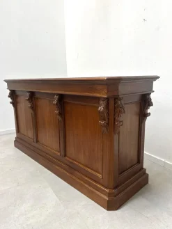 Pamono Counter in Elm Wood with Carved Details