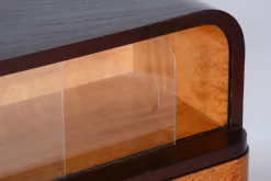 Pamono Czech Art Deco Cabinet in Oak, Maple and Glass, 1930s Sale