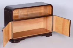 Pamono Czech Art Deco Cabinet in Oak, Maple and Glass, 1930s Sale