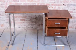 Pamono Czech Bauhaus Writing Desk in Oak and Chrome attributed to Robert Slezák, 1930s Outlet