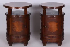 Pamono Czech Cubist Bedside Tables in Oak and Walnut, Polished, 1910s, Set of 2 Best