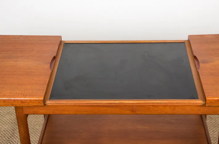 Pamono Danish Extendable Two-Tier Teak Serving Trolley by Kurt Ostervig for Jason Mobler, 1960 Sale
