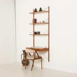 Pamono Danish Home Office Shelving Unit with Desk by Poul Cadovius, 1970s Outlet
