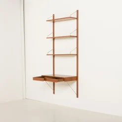 Pamono Danish Home Office Shelving Unit with Desk by Poul Cadovius, 1970s Outlet