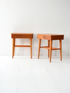 Pamono Danish Mahogany and Birch Bedside Tables, Set of 2, 1950s Clearance
