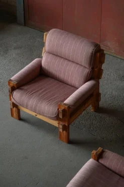 Pamono Danish Modern Lounge Chairs in Pine and Wool from Christian IV, 1970s, Set of 2 Online