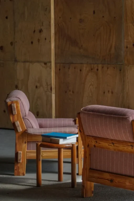 Pamono Danish Modern Lounge Chairs in Pine and Wool from Christian IV, 1970s, Set of 2 Online