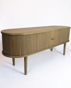 Pamono Danish Modern TV Cabinet in Oiled Oak with Venetian Blinds Best