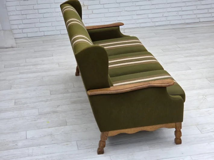 Pamono Danish Oak and Wool 3-Seater Sofa, 1970s Sale