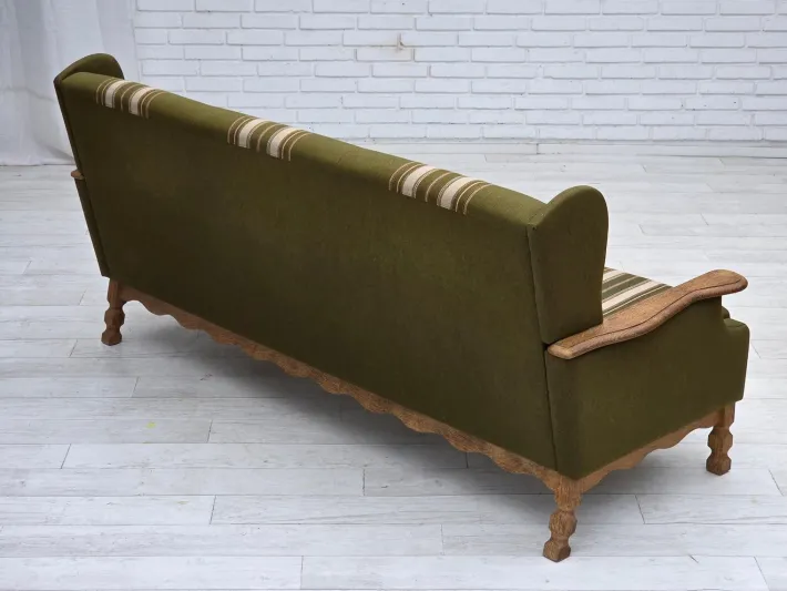 Pamono Danish Oak and Wool 3-Seater Sofa, 1970s Sale