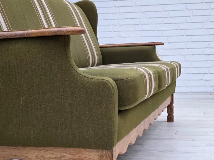 Pamono Danish Oak and Wool 3-Seater Sofa, 1970s Sale