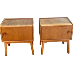 Pamono Danish Oak Nightstands, 1940s, Set of 2
