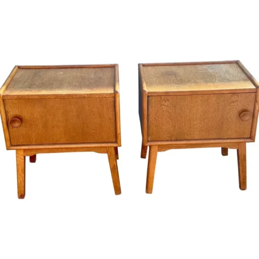 Pamono Danish Oak Nightstands, 1940s, Set of 2