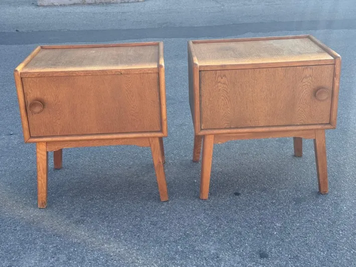 Pamono Danish Oak Nightstands, 1940s, Set of 2