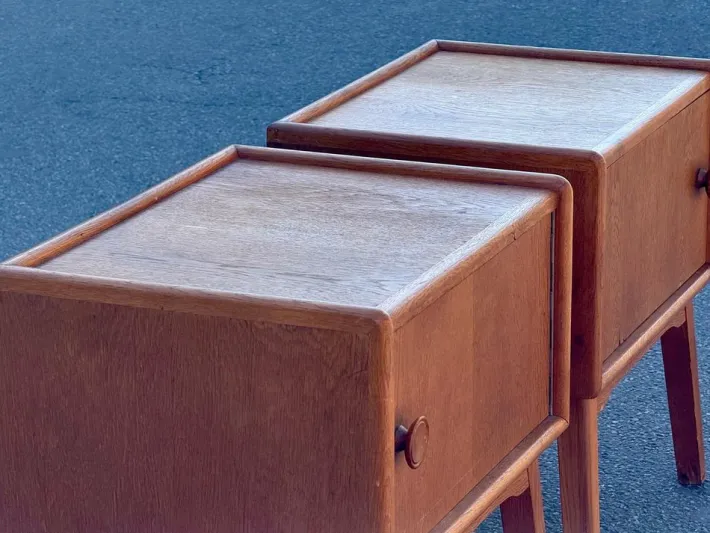 Pamono Danish Oak Nightstands, 1940s, Set of 2