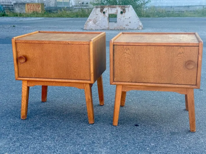 Pamono Danish Oak Nightstands, 1940s, Set of 2