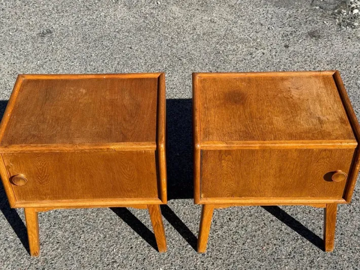 Pamono Danish Oak Nightstands, 1940s, Set of 2
