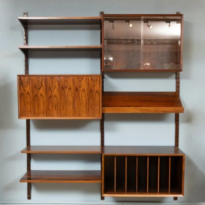 Pamono Danish Royal System Two-Bay Wall System in Rosewood by Poul Cadovius Hot