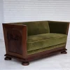 Pamono Danish 2-Seater Sofa in Green Furniture Velour and Oak, 1950s Sale