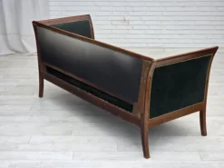 Pamono Danish 3-Seater Sofa in Green/Blue Velour and Ash, 1950s