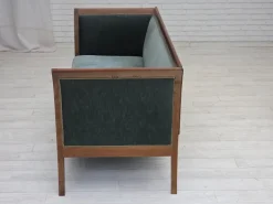 Pamono Danish 3-Seater Sofa in Green/Blue Velour and Ash, 1950s