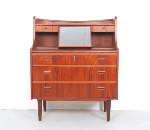 Pamono Danish Secretary in Teak with Pull Out Mirror and Desk, 1960s Clearance