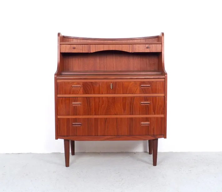 Pamono Danish Secretary in Teak with Pull Out Mirror and Desk, 1960s Clearance