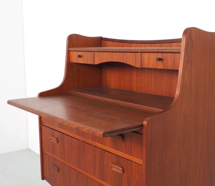 Pamono Danish Secretary in Teak with Pull Out Mirror and Desk, 1960s Clearance