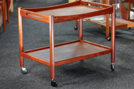 Pamono Danish Teak Bar Cart or Serving Trolley by Hans J. Wegner for Andreas Tuck, 1960s Outlet