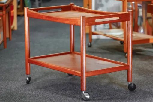 Pamono Danish Teak Bar Cart or Serving Trolley by Hans J. Wegner for Andreas Tuck, 1960s Outlet