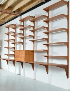 Pamono Danish Teak 5-Bay Cado Modular Shelving System Bookshelf Library by Poul Cadovius for Cado, 1970s Hot