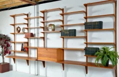 Pamono Danish Teak 5-Bay Cado Modular Shelving System Bookshelf Library by Poul Cadovius for Cado, 1970s Hot