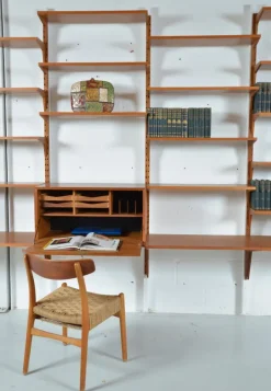 Pamono Danish Teak 5-Bay Cado Modular Shelving System Bookshelf Library by Poul Cadovius for Cado, 1970s Hot