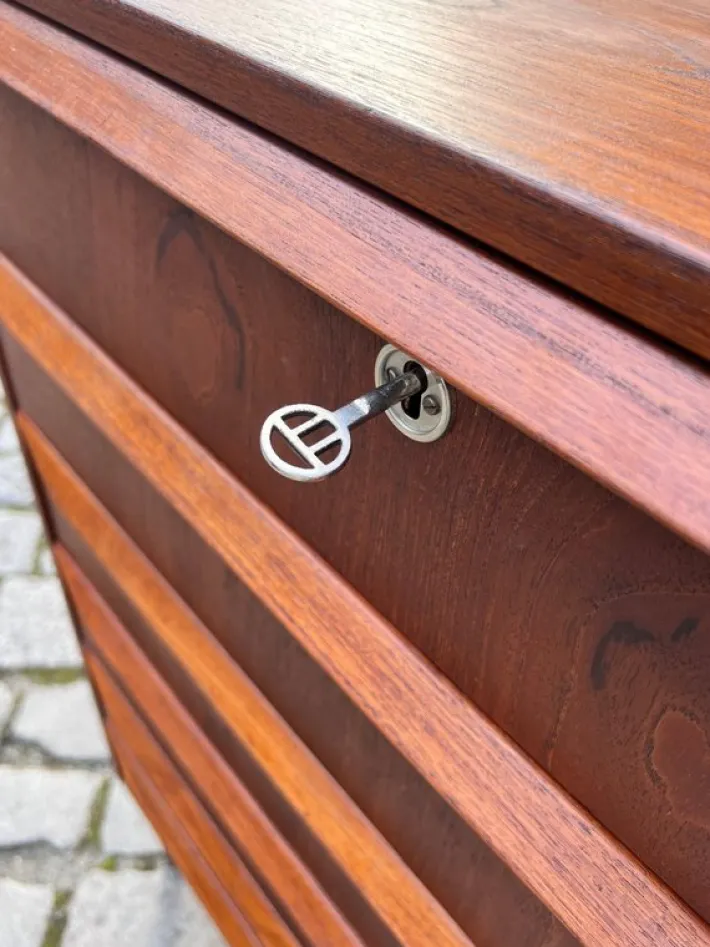 Pamono Danish Teak Chest of Drawers with Lock Discount