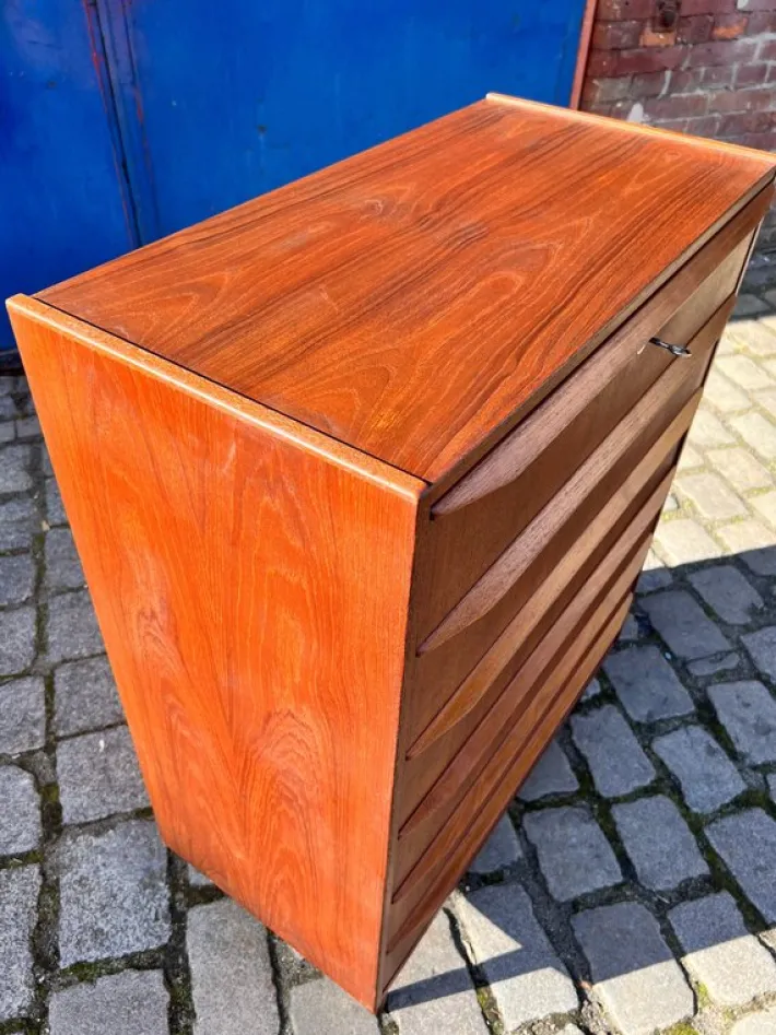 Pamono Danish Teak Chest of Drawers with Lock Discount