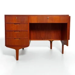Pamono Danish Teak Desk with Fold-out Top and Bookshelves, 1960s Outlet