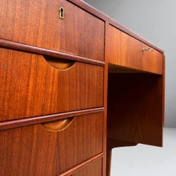Pamono Danish Teak Desk with Fold-out Top and Bookshelves, 1960s Outlet