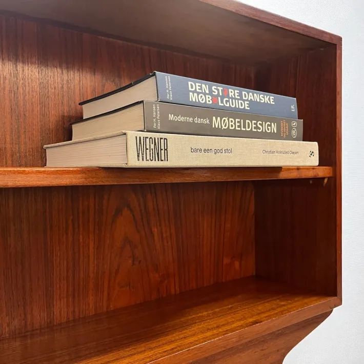 Pamono Danish Teak Desk with Fold-out Top and Bookshelves, 1960s Outlet