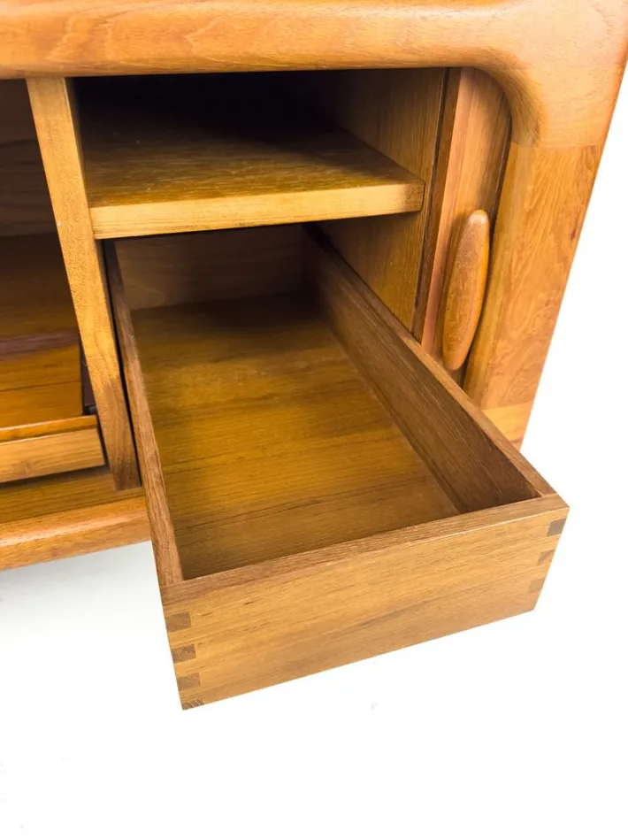 Pamono Danish Teak Hi-Fi Sideboard with Tambour Doors from Dyrlund, 1970s Online