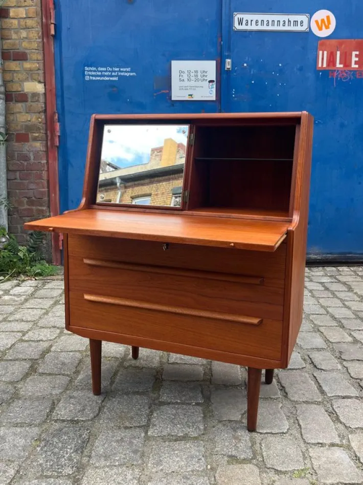 Pamono Danish Teak Secretaire with Mirror Discount